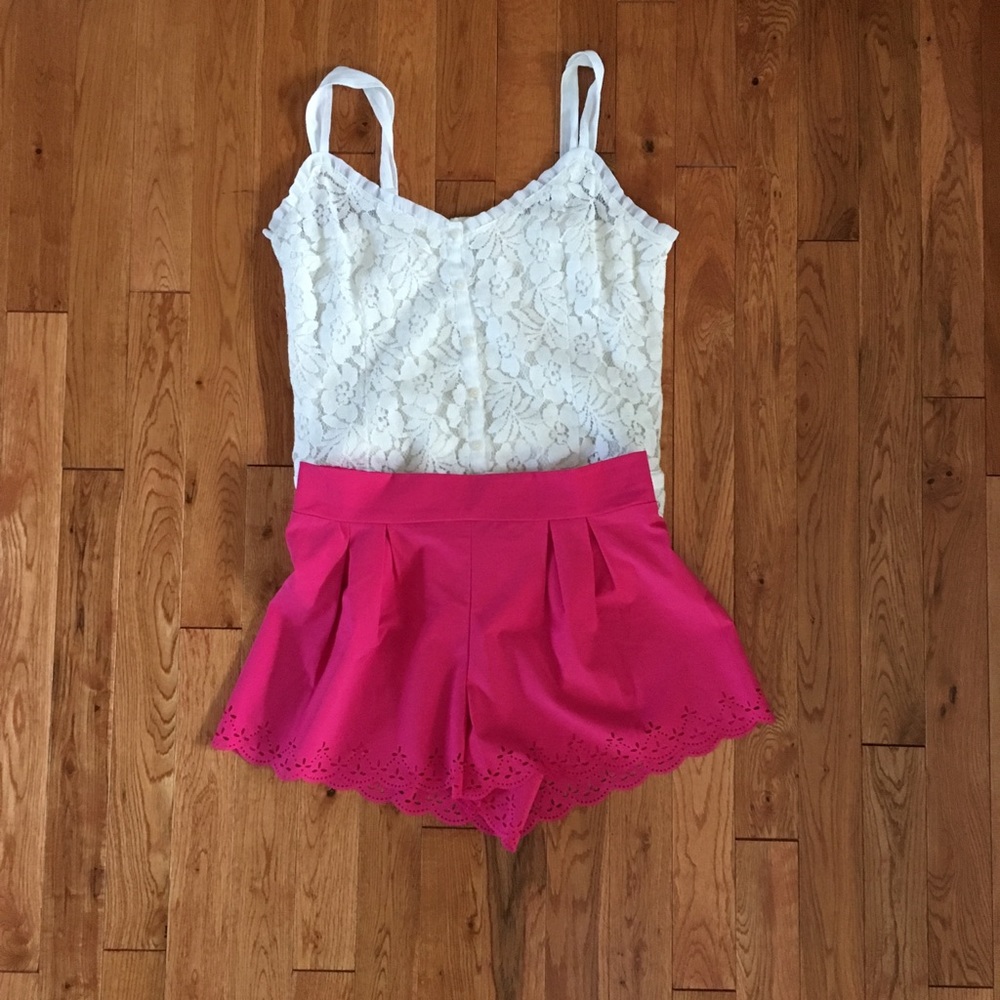 Bright pink eyelet shorts